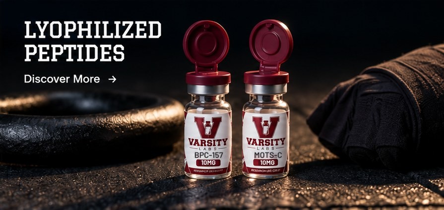 Lyophilized peptides: BPC-157 10mg and MOTS-c 10mg vials